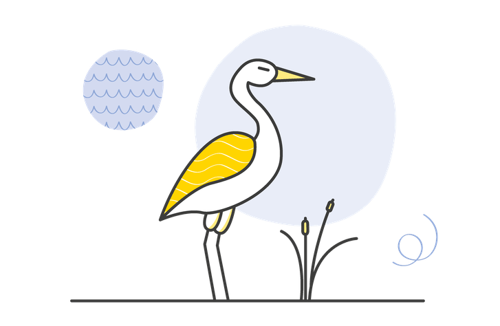 Eine Illustration von einem gelben Storch.